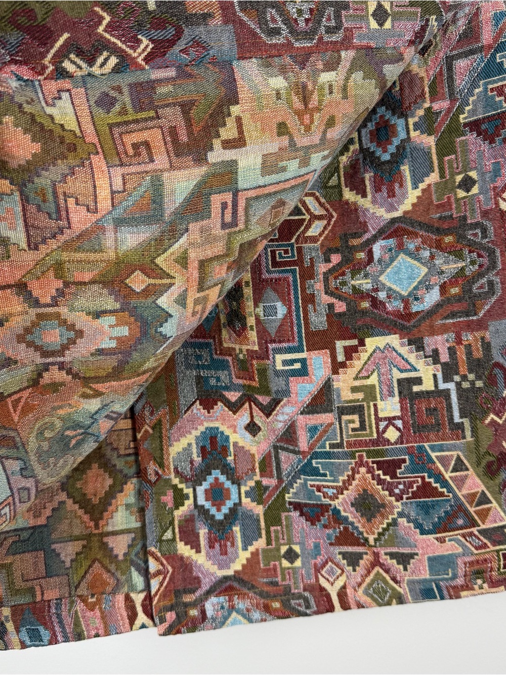 VTG Carole Little Tapestry Southwestern Aztec Western Fall Wrap Skirt 6 Petite - Picture 9 of 10